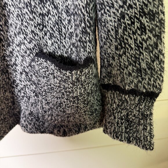 Campus Open Front Cardigan Heather Black & White Front Pockets Sz Large- Vintage - Picture 7 of 8